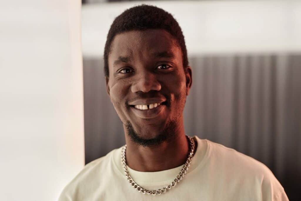 Smiling male patient showing results of cosmetic gap closure treatment in Niceville, Florida.